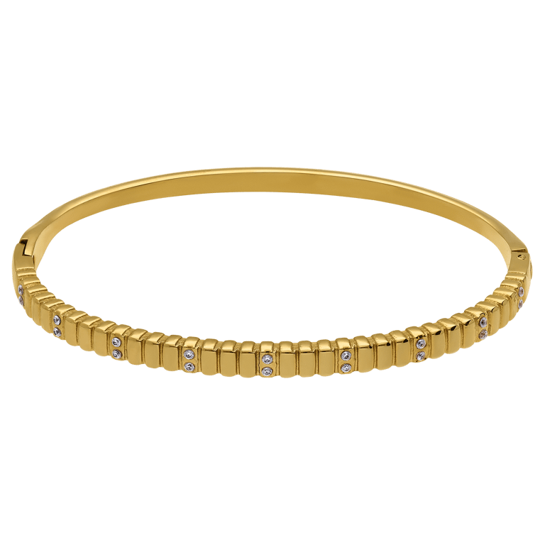Stainless steel goldplated bangle met kristal voor dames