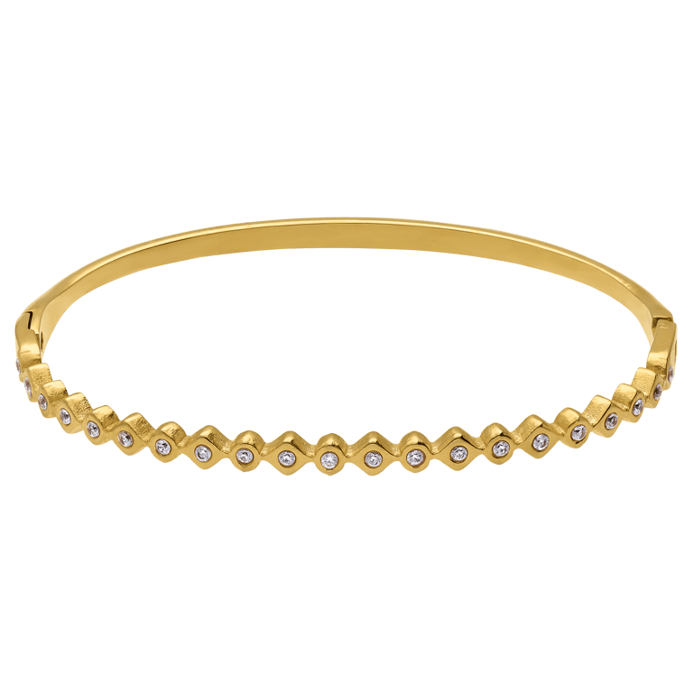 Stainless steel goldplated bangle met kristal voor dames