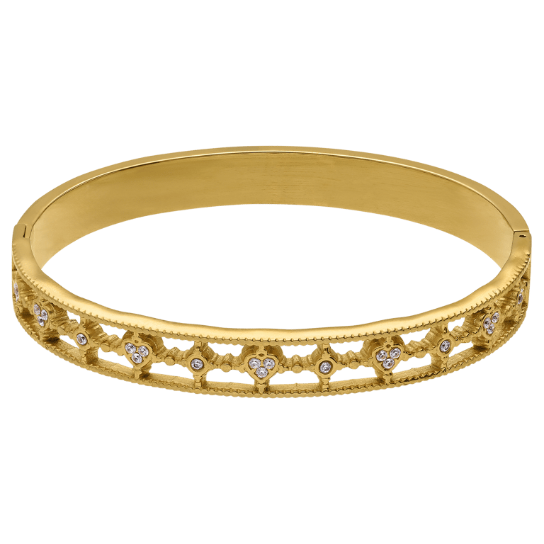 Stainless steel goldplated bangle met kristal voor dames