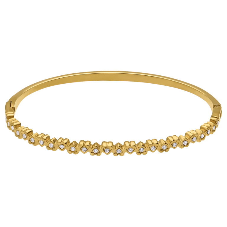 Stainless steel goldplated bangle met kristal voor dames