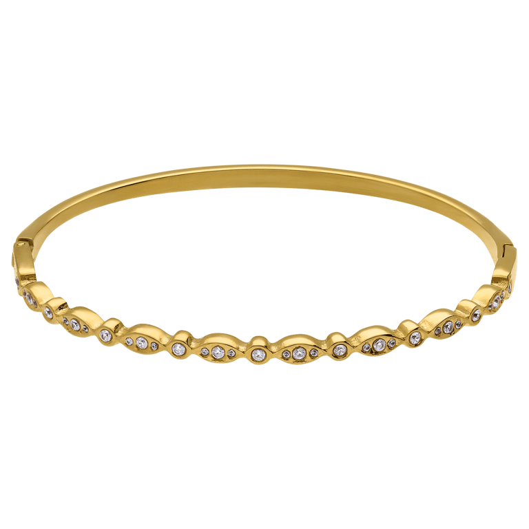 Stainless steel goldplated bangle met kristal voor dames