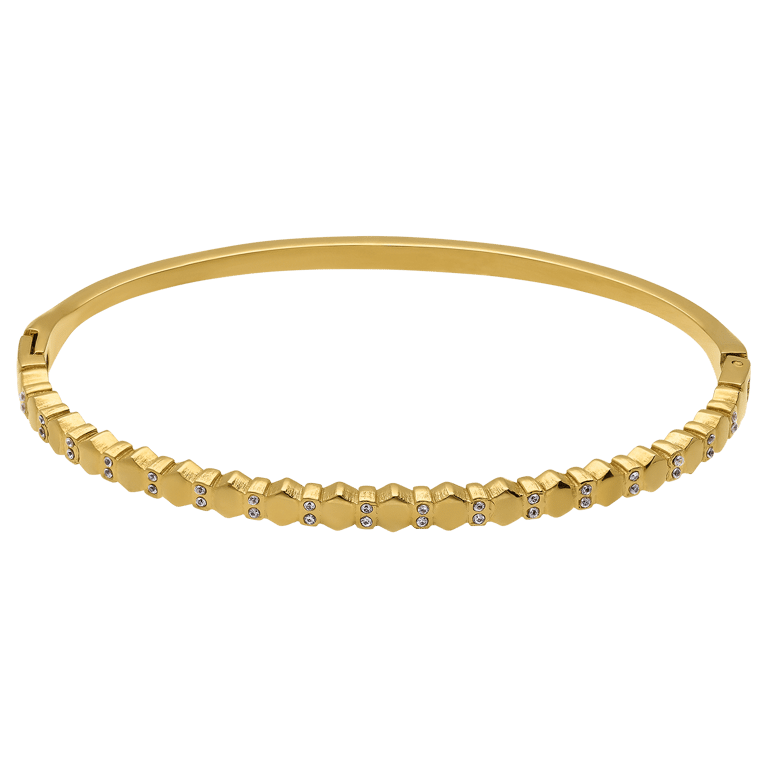 Stainless steel goldplated bangle met kristal voor dames
