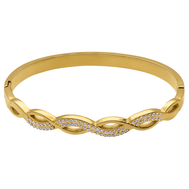 Stainless steel goldplated bangle met kristal voor dames