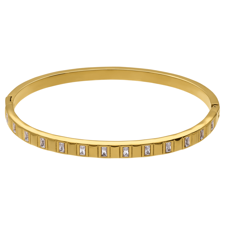 Stainless steel goldplated bangle met kristal voor dames