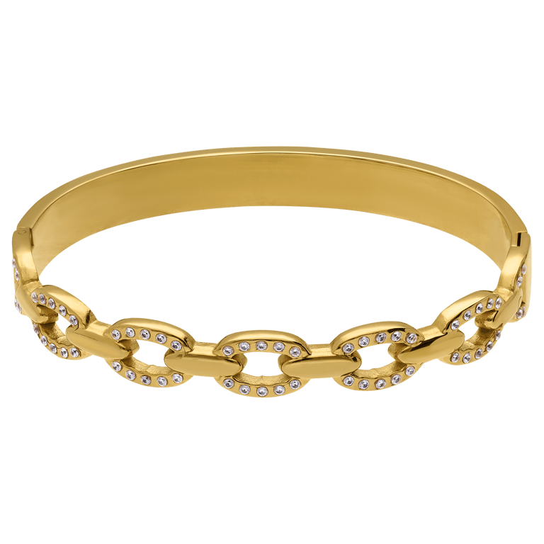 Stainless steel goldplated bangle met kristal voor dames