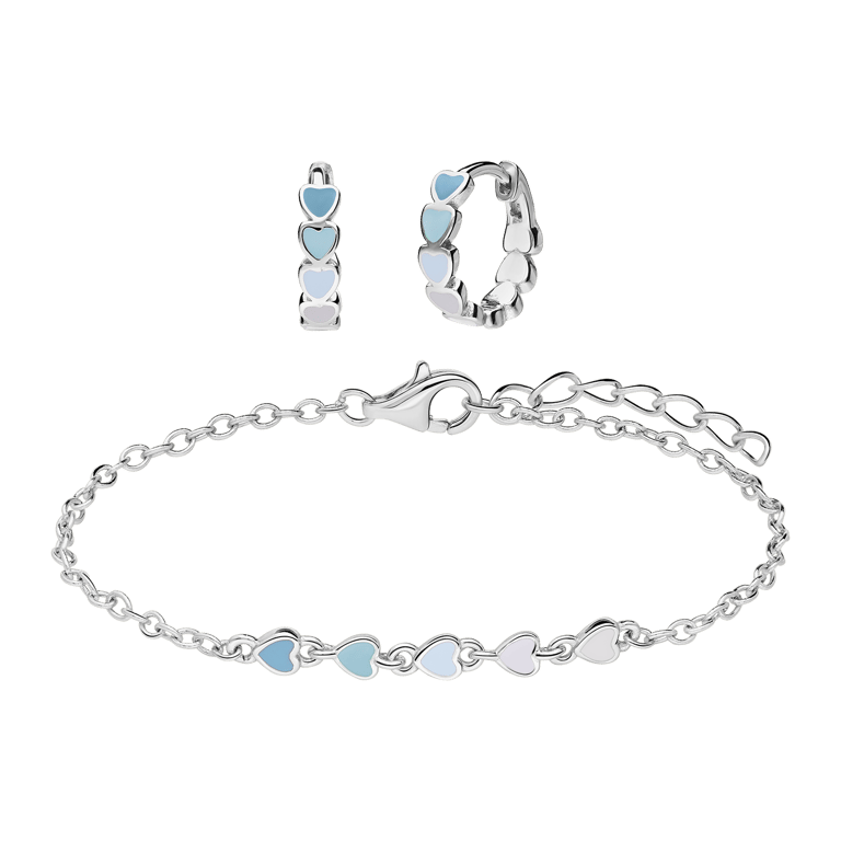 Silbernes Kindergeschenkset Schmuck mit blauer Emaille