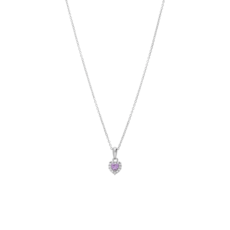 Zilveren ketting met hanger hart met zirkonia voor kinderen