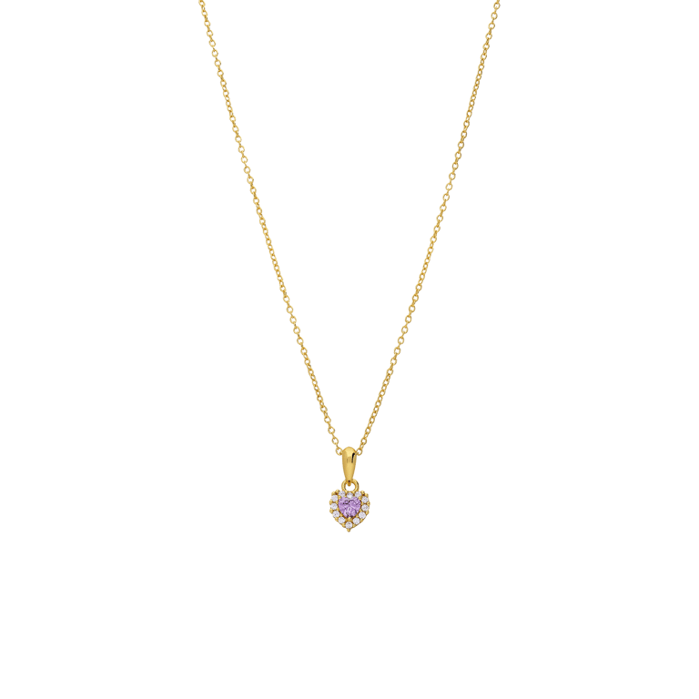 Silberne goldbeschichtete Kette mit Herzanhänger und Zirkonia für Kinder