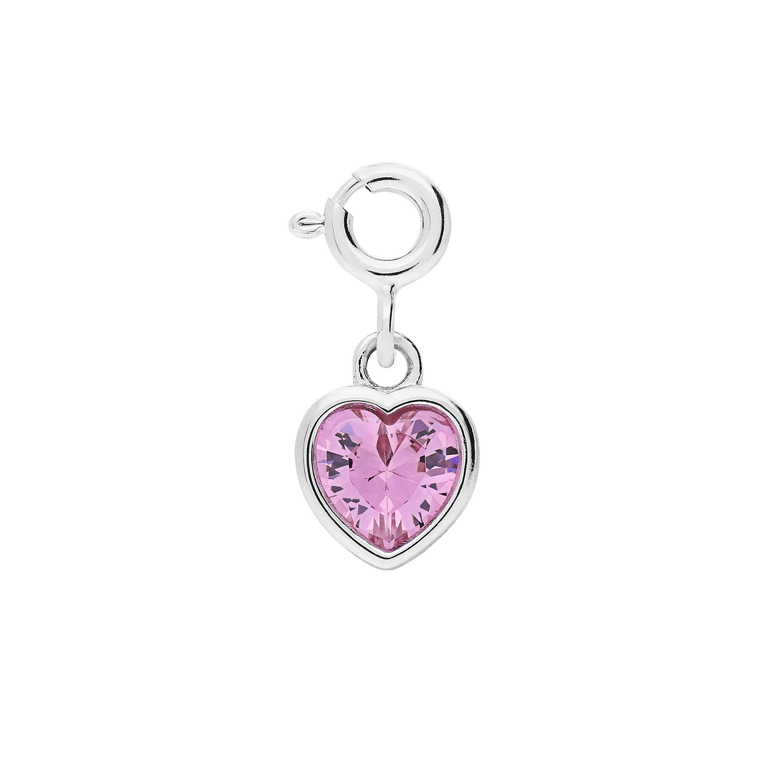 Silberner Herzanhänger mit rosa Zirkonia für Kinder