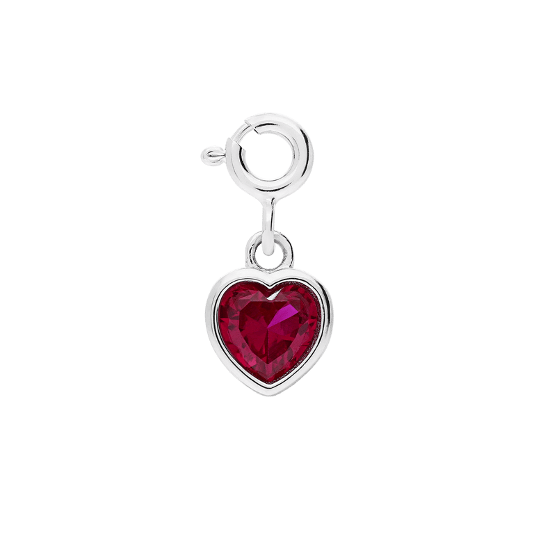 Zilveren bedel hart met fuchsia zirkonia voor kinderen