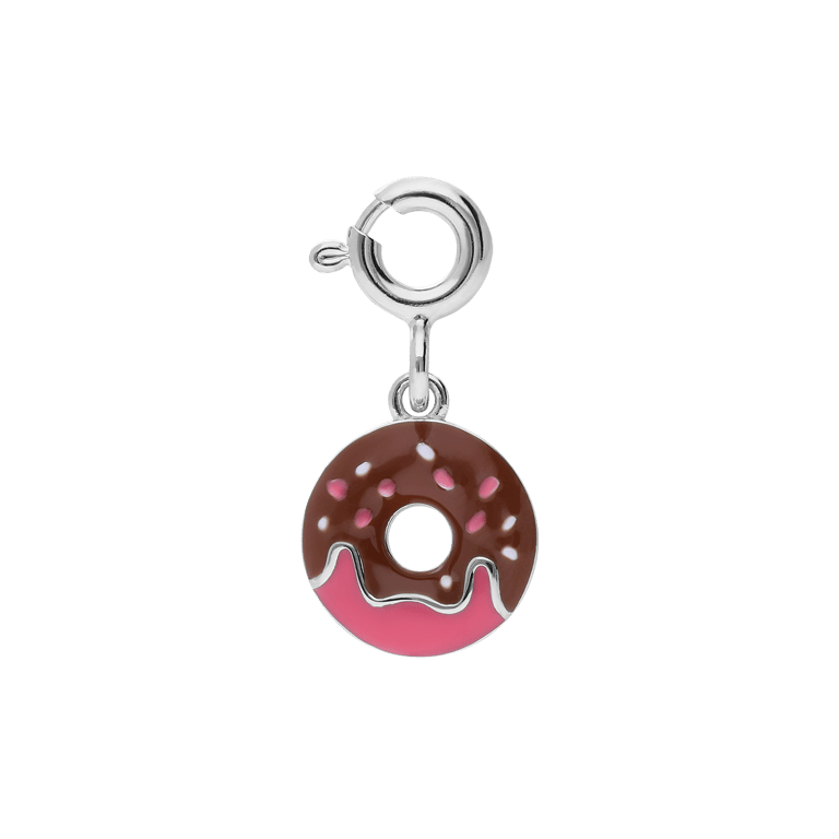 Zilveren bedel donut met emaille voor kinderen