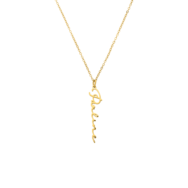 Zilveren goldplated naamketting met hanger voor dames
