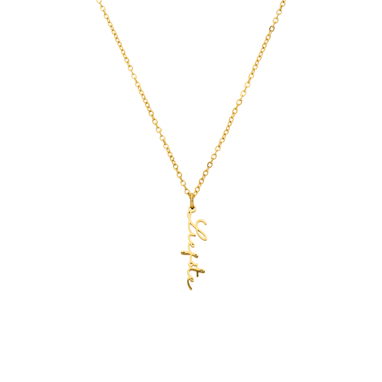 Zilveren goldplated naamketting met hanger voor dames