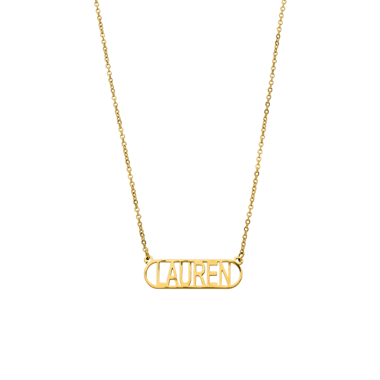 Zilveren goldplated naamketting met hanger voor dames