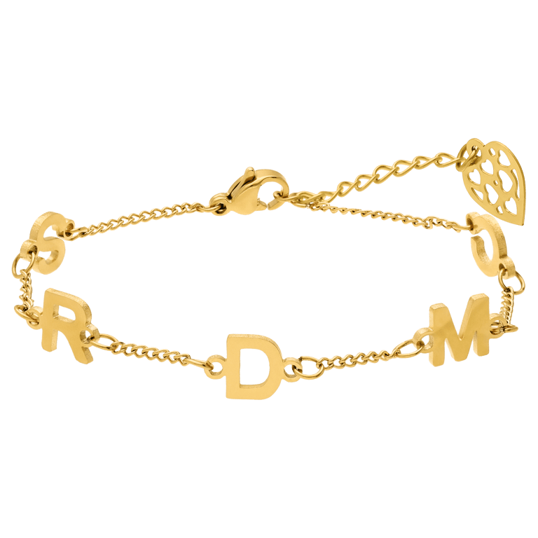 Zilveren goldplated naam armband voor dames