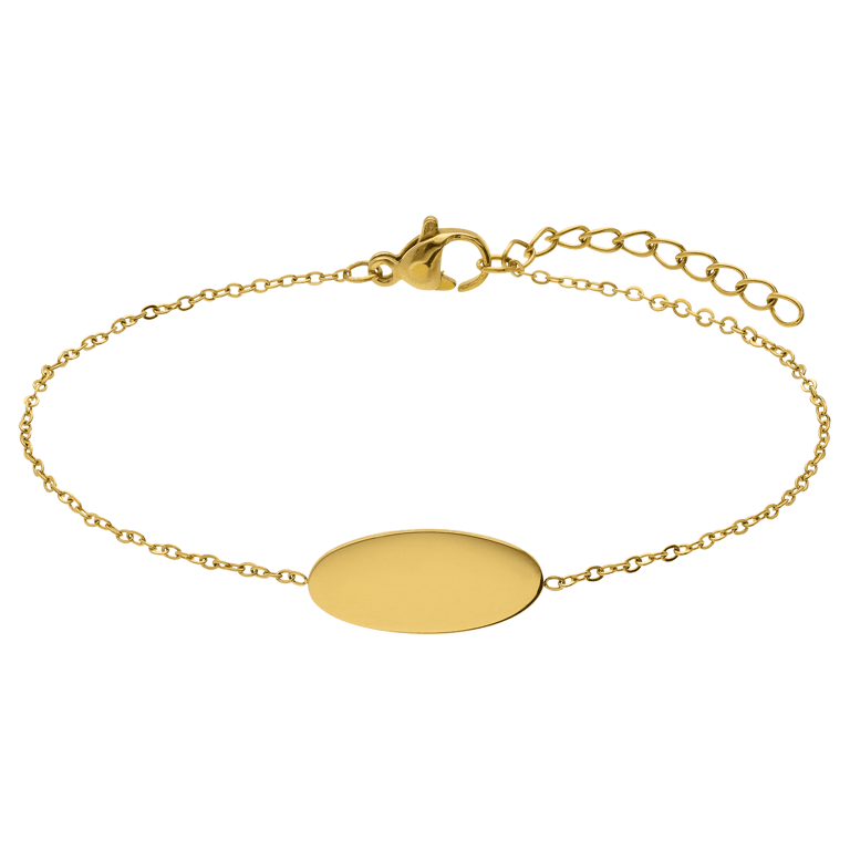 Stainless steel goldplated plaatarmband ovaal