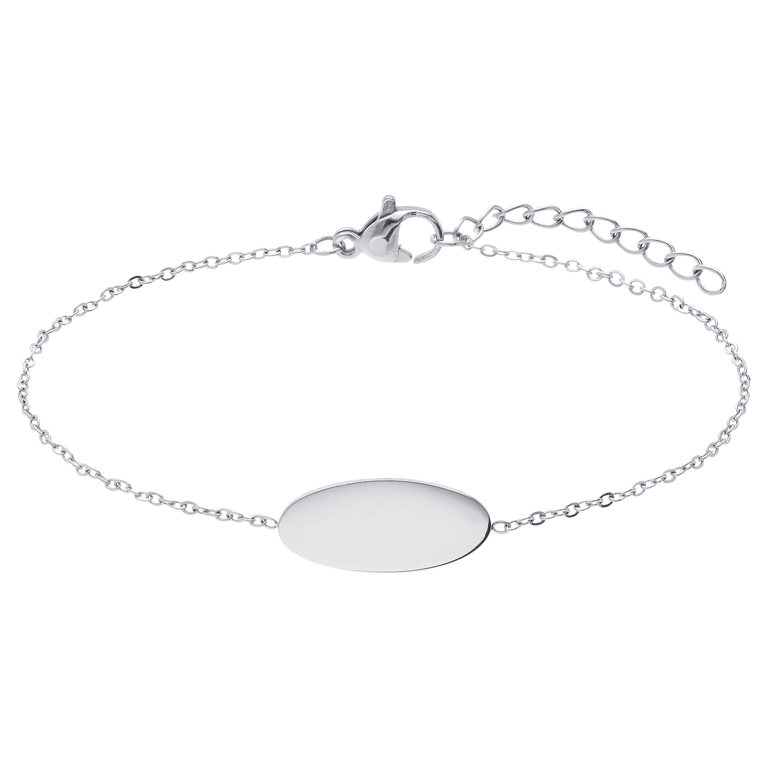 Edelstahl Plattenarmband oval