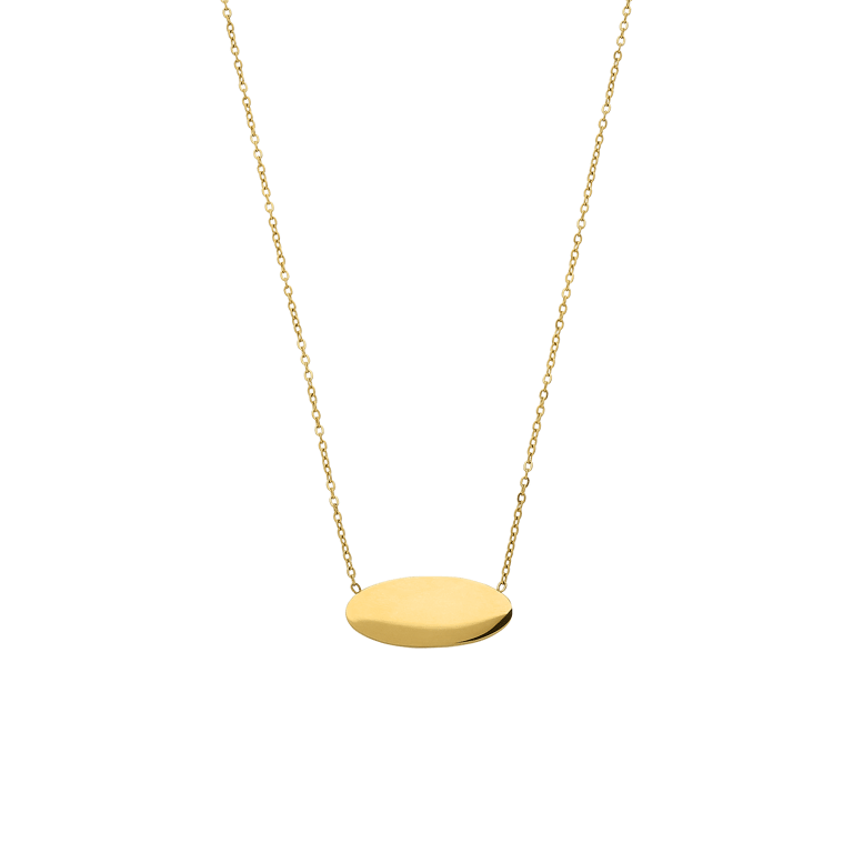 Stainless steel goldplated plaatketting ovaal