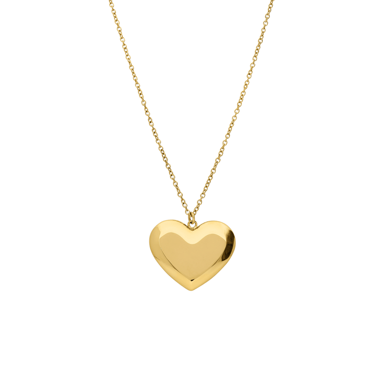 Edelstahl goldbeschichtete Kette mit großem Herzanhänger