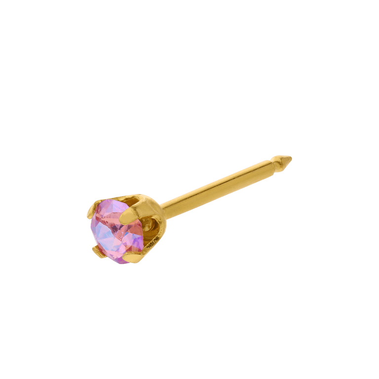 Studex stainless steel goldplated schietoorbel zirkonia lichtroze 3mm 253
