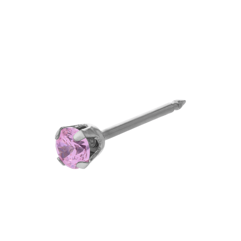 Studex stainless steel oorknop met roze zirkonia