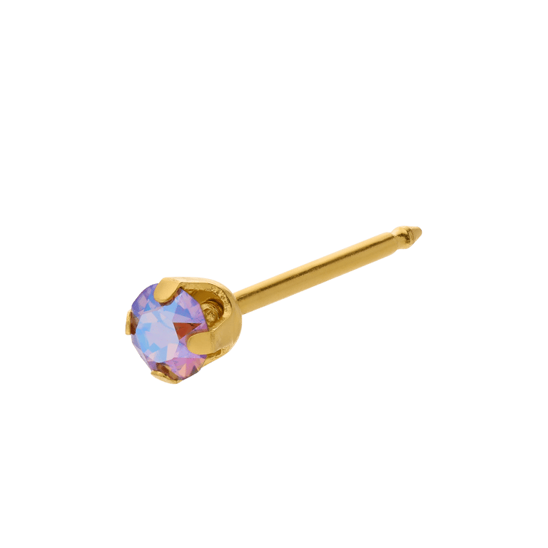 Studex stainless steel goldplated oorknop met zirkonia