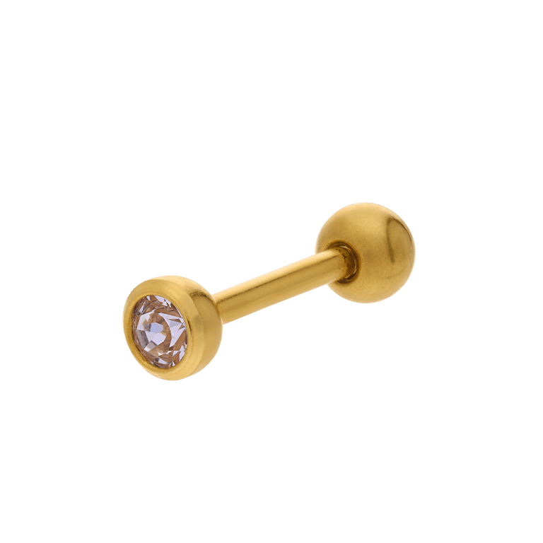 Studex stainless steel goldplated schietoorbel barbell kristal 268