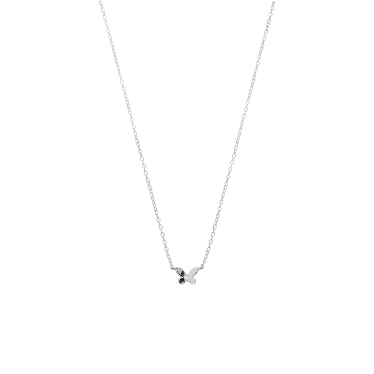 Silberne Halskette mit Schmetterlingsanhänger und Zirkonia für Damen