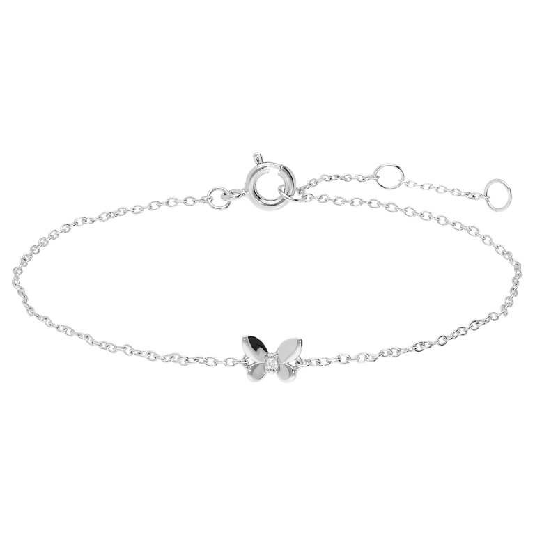 Silbernes Armband mit Schmetterlingsanhänger und Zirkonia für Damen