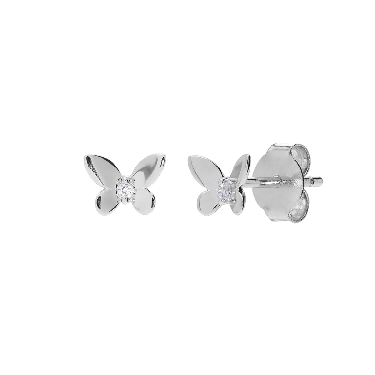 Silberne Schmetterlings-Ohrstecker mit Zirkonia für Damen