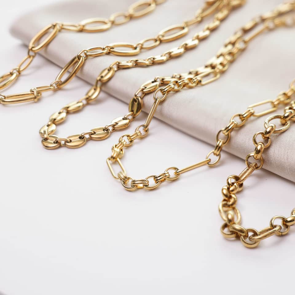 Stainless steel goldplated ketting voor dames