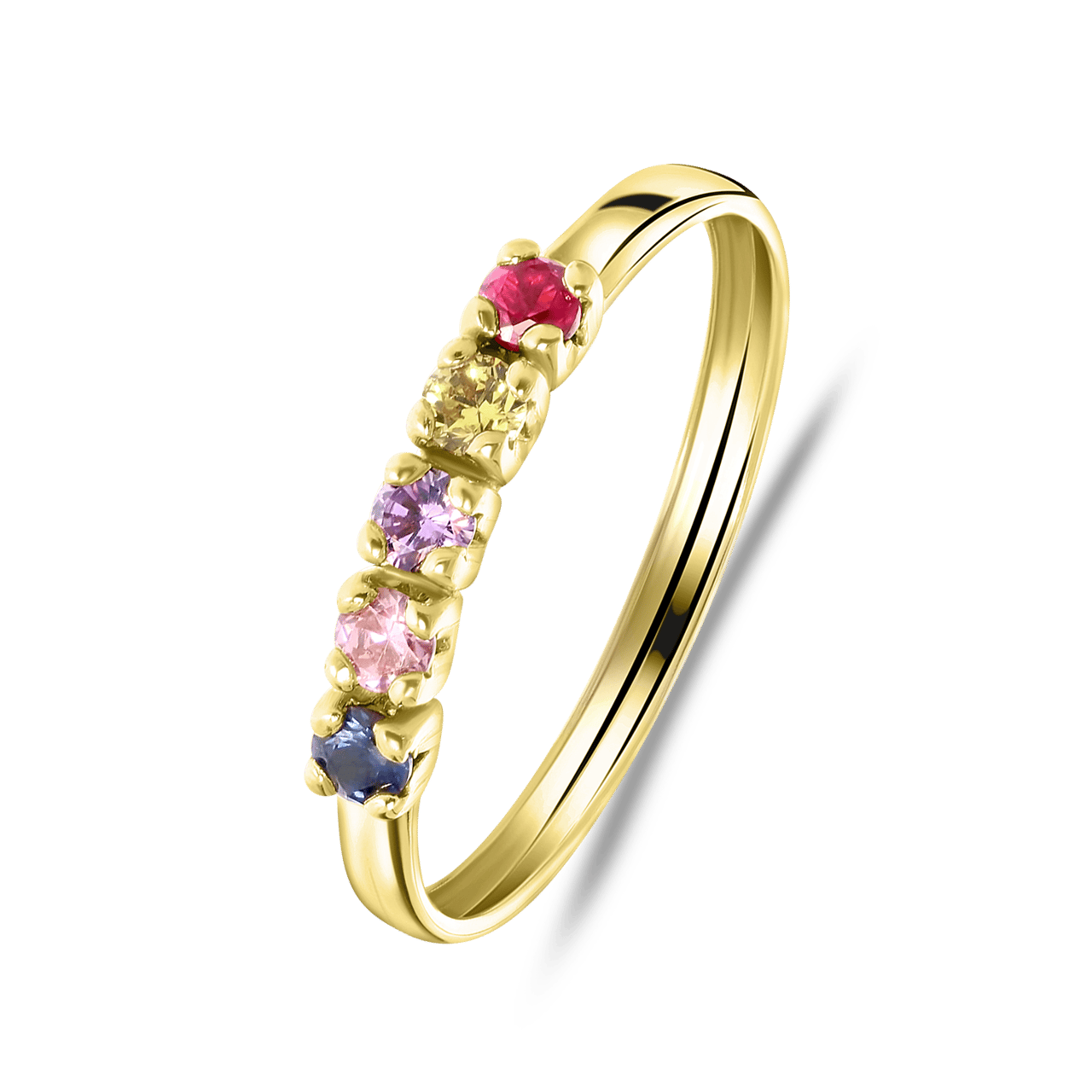 Ring, 585 Gold, 5 bunte Zirkonia | Lucardi-DE