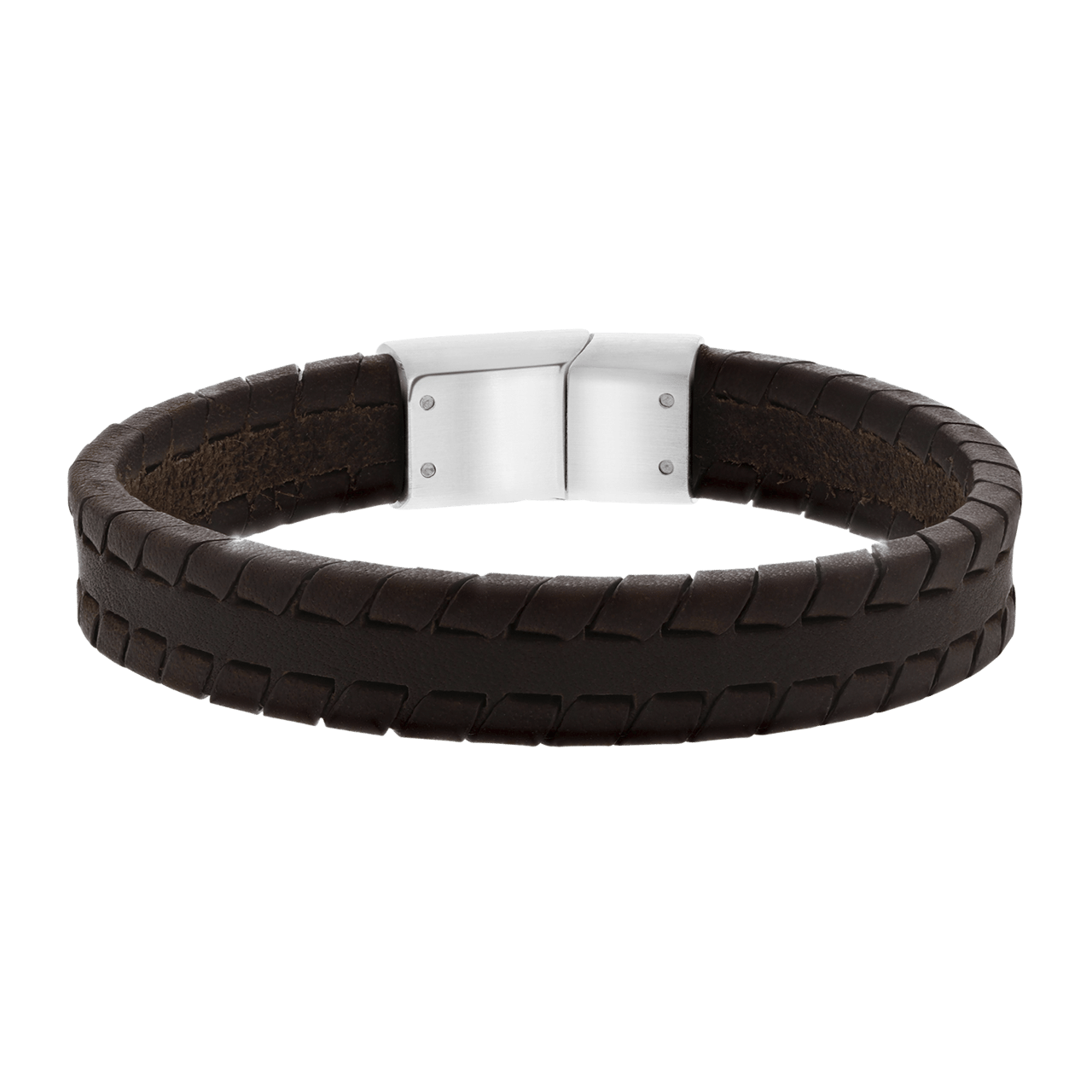 Zwarte leren herenarmband met metalen sluiting