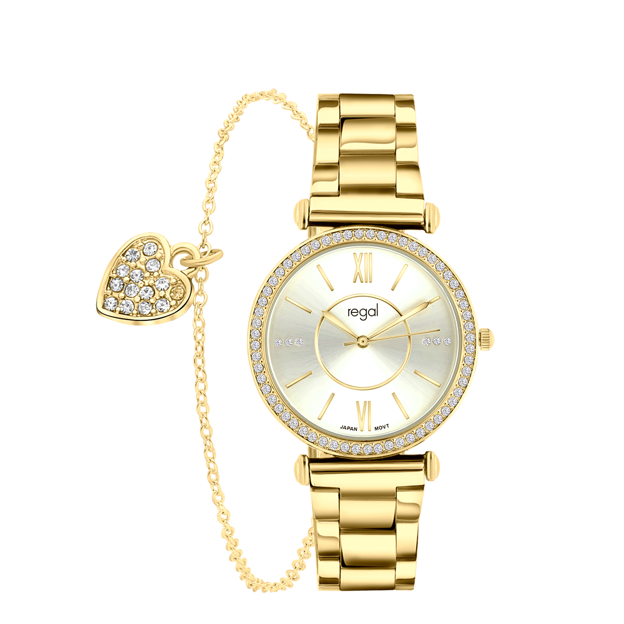 Regal Cadeau Set Dames Horloge Goudkleurig met gratis armband Lucardi NL