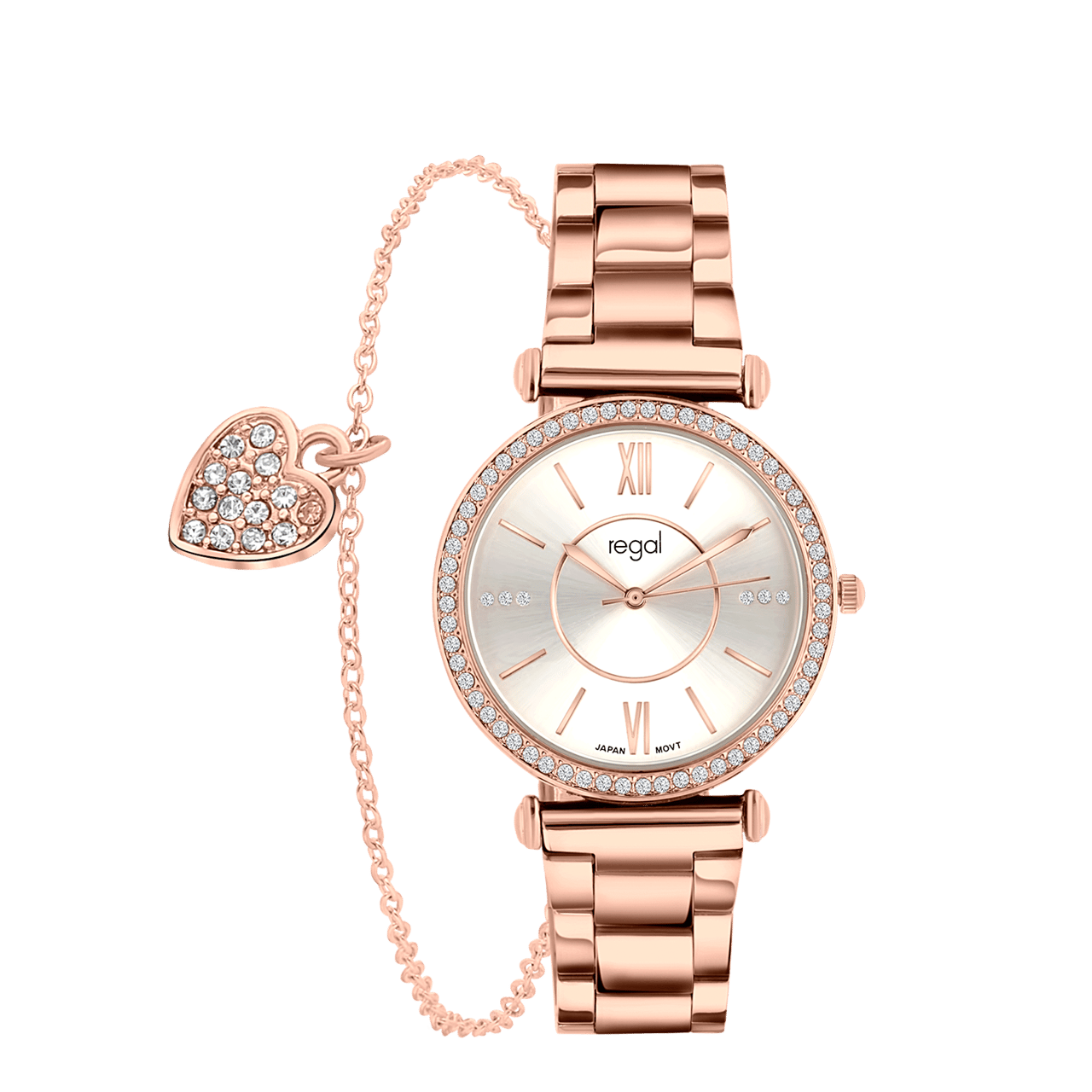 Regal Cadeau Set Dames Horloge Rosekleurig met gratis armband Lucardi NL