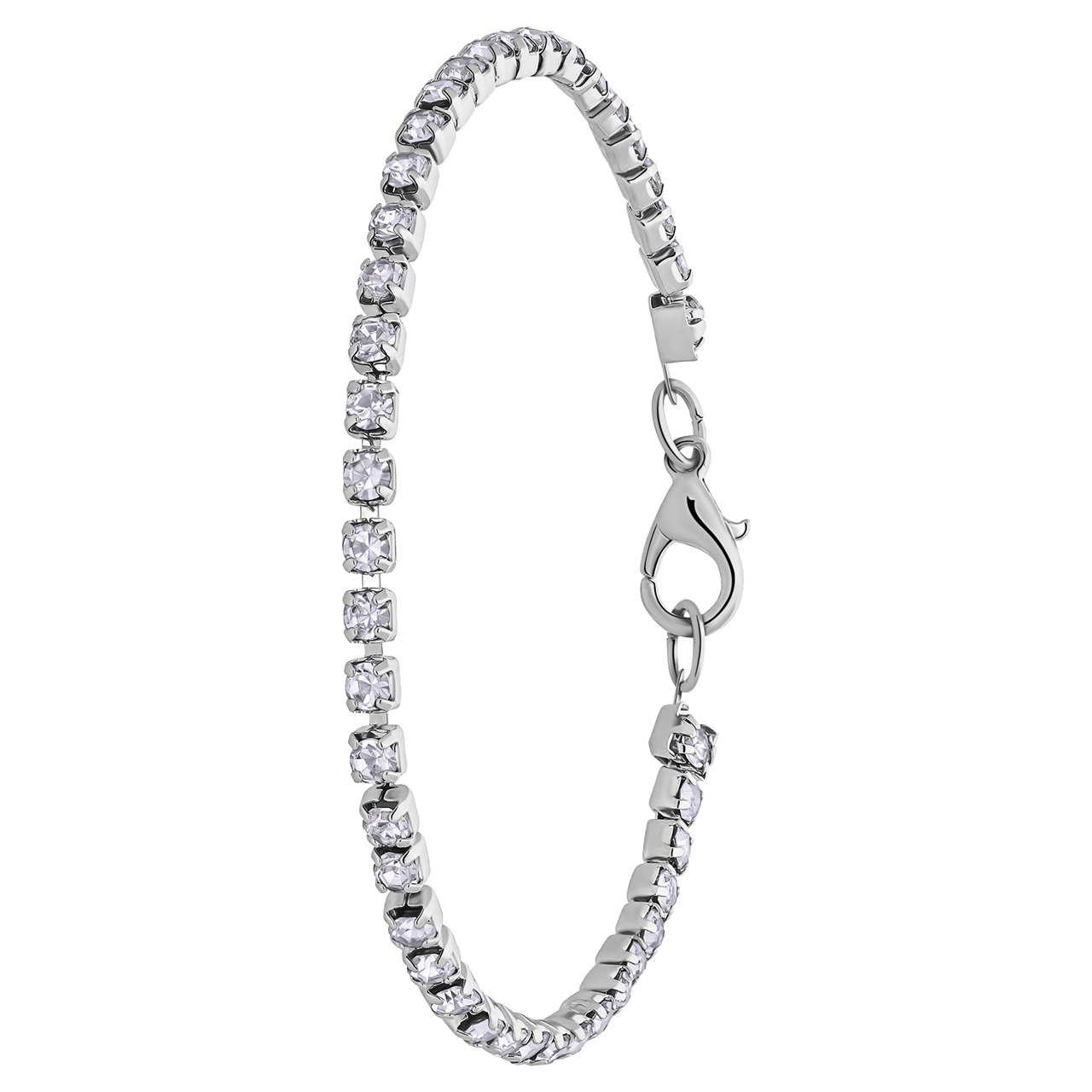 Zilverkleurige Bijoux Tennisarmband Met Witte Stras Lucardi NL