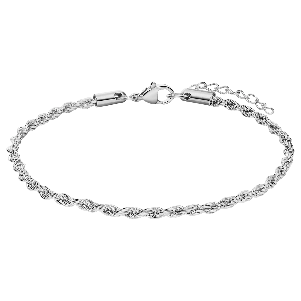 COOLSTEELANDBEYOND Elastische verstelbare roestvrijstalen armband voor heren en dames, gedraaide stalen kabelarmband, gepolijst, 17 centimeters, Roestvrij staal, niet van toepassing