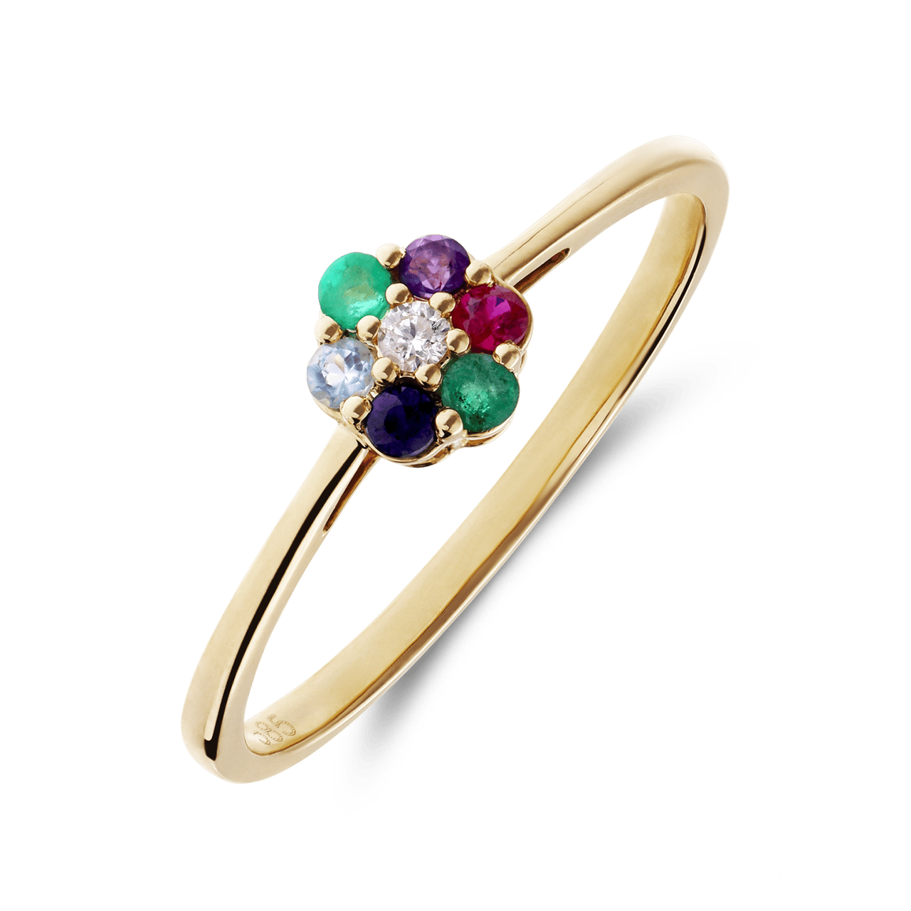 Ring, 585 Gold, Blume, Diamant (0,025 kt) | Lucardi-DE