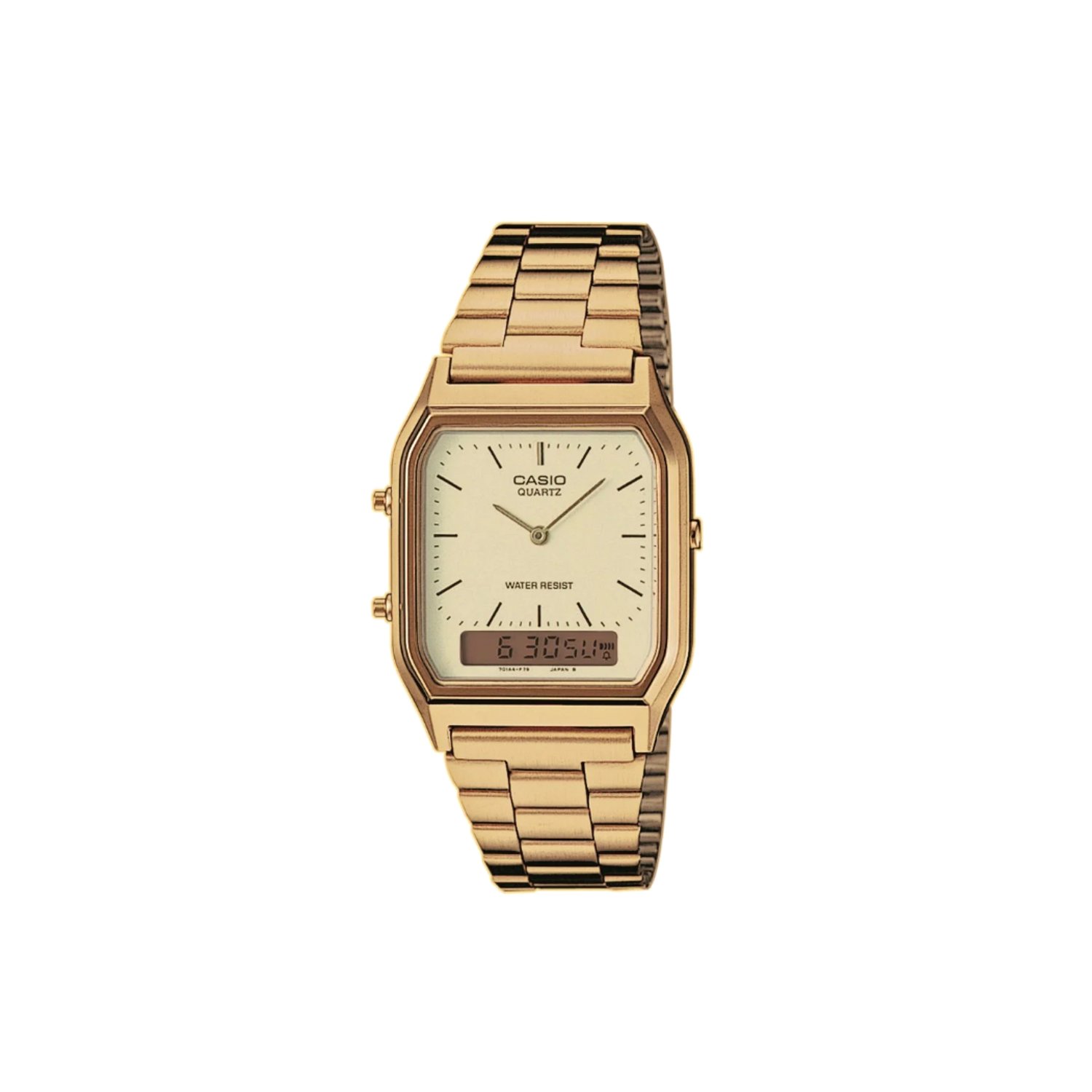 Casio Retro Analoog en digitaal Heren Horloge Goudkleurig AQ-230GA-9DMQYES