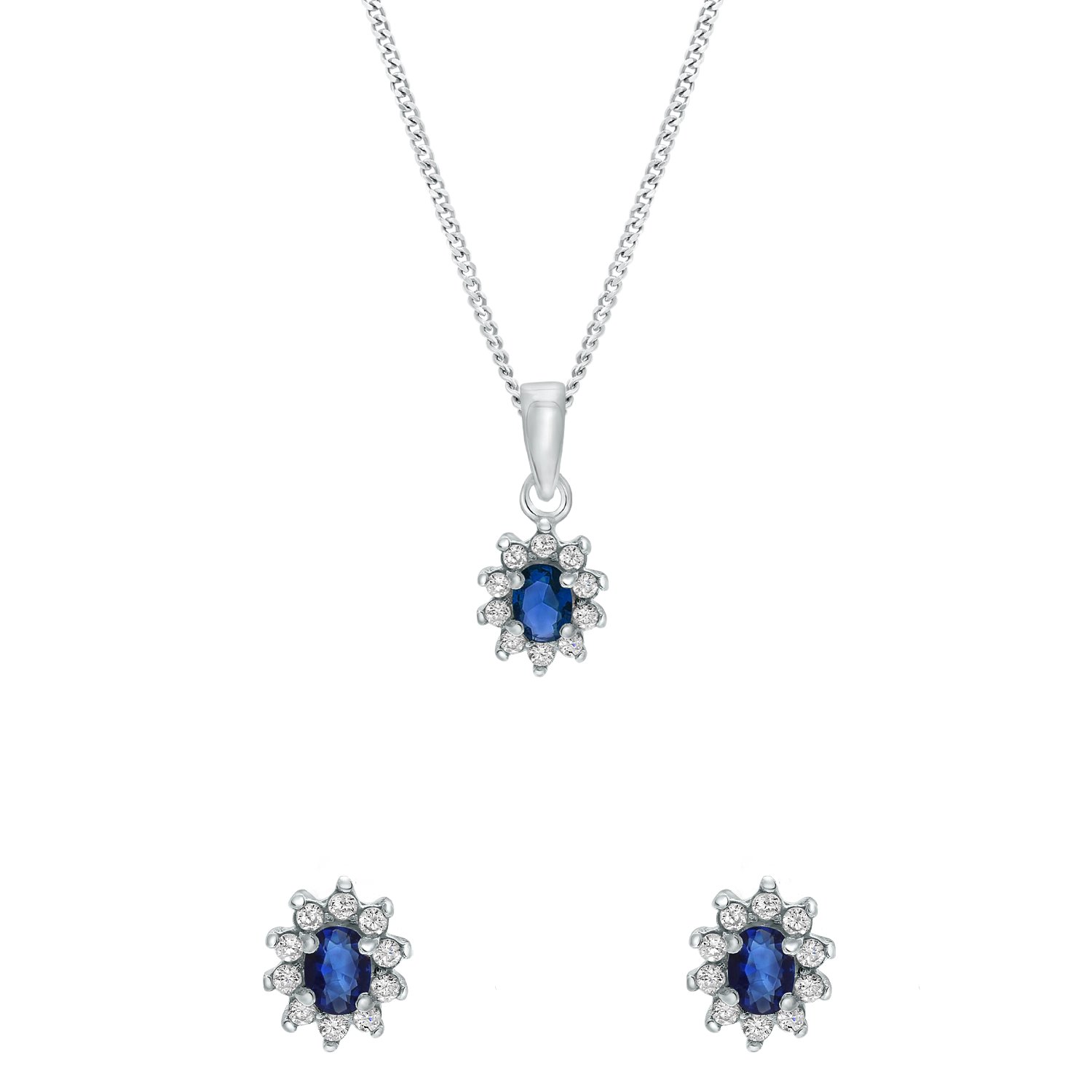 Zilveren set met sapphire zirkonia