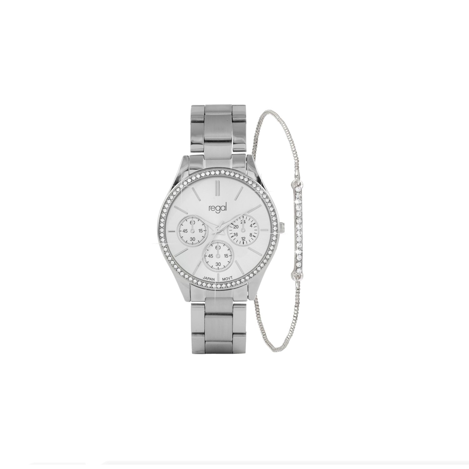 Regal Cadeau Set Dames Horloge Zilverkleurig met gratis armband