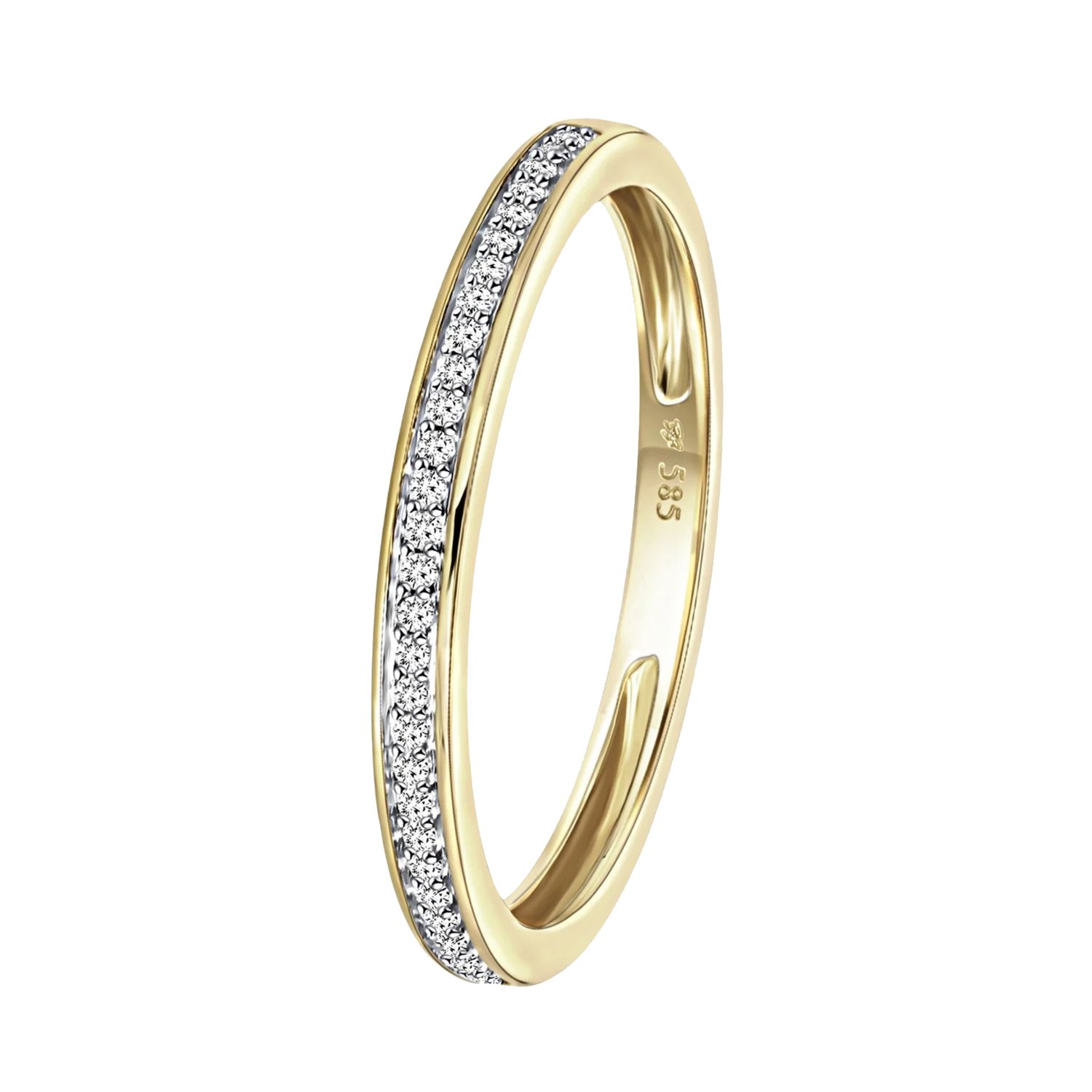 Datatrics_14 Karaat geelgouden railring 29 diamanten 0,08ct