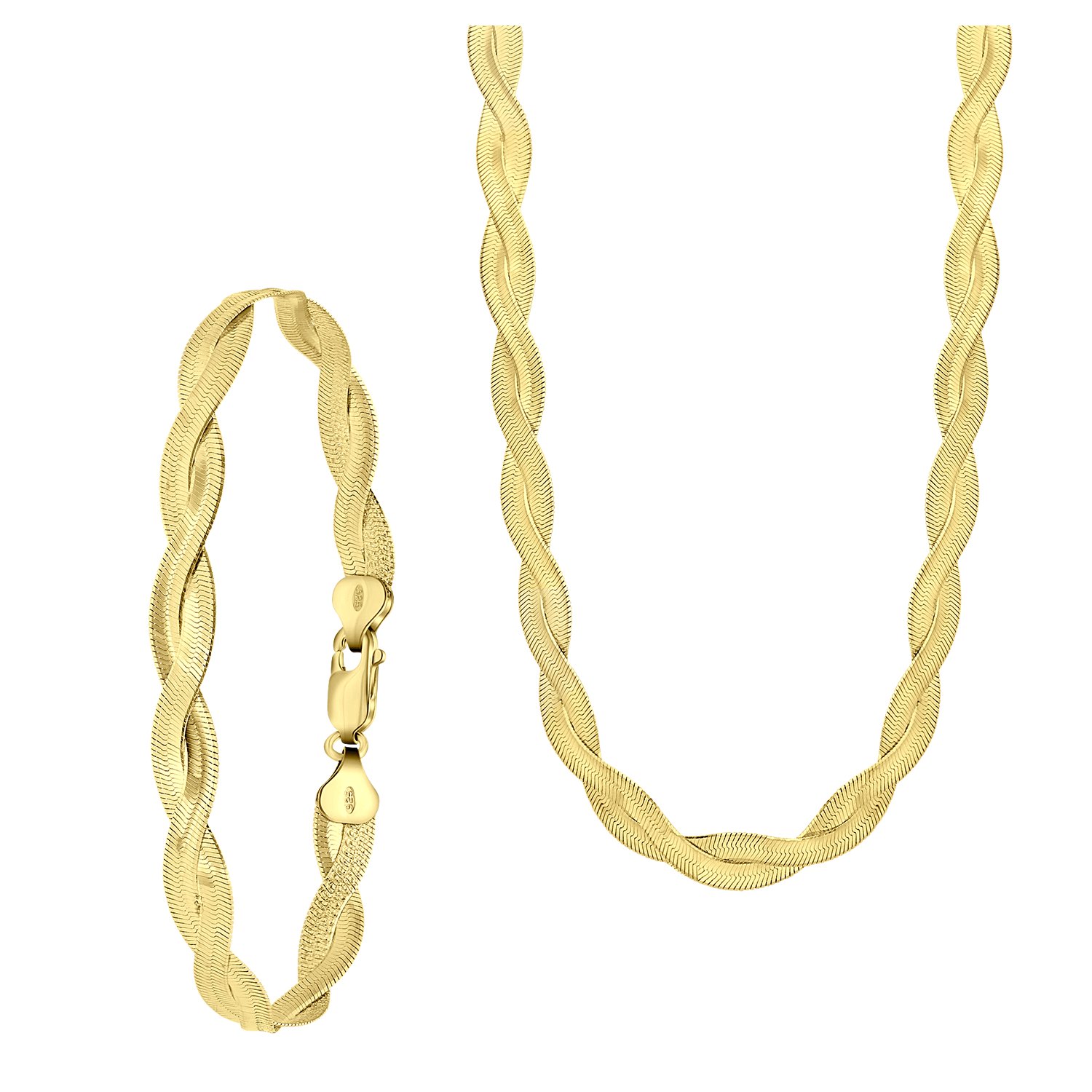 Gerecycled zilveren goldplated set gedraaid