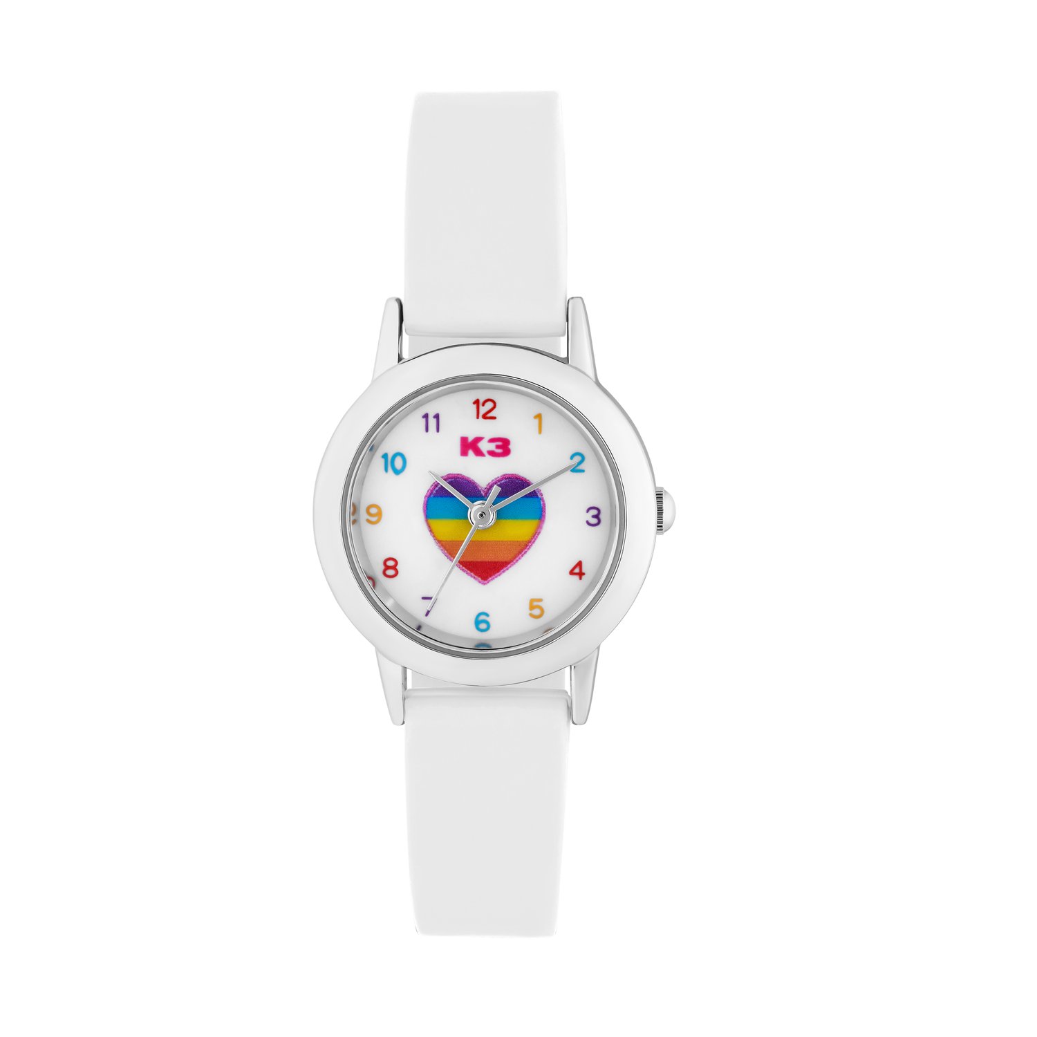 K3 Kinder Horloge Hart Met Rubberen Band Wit