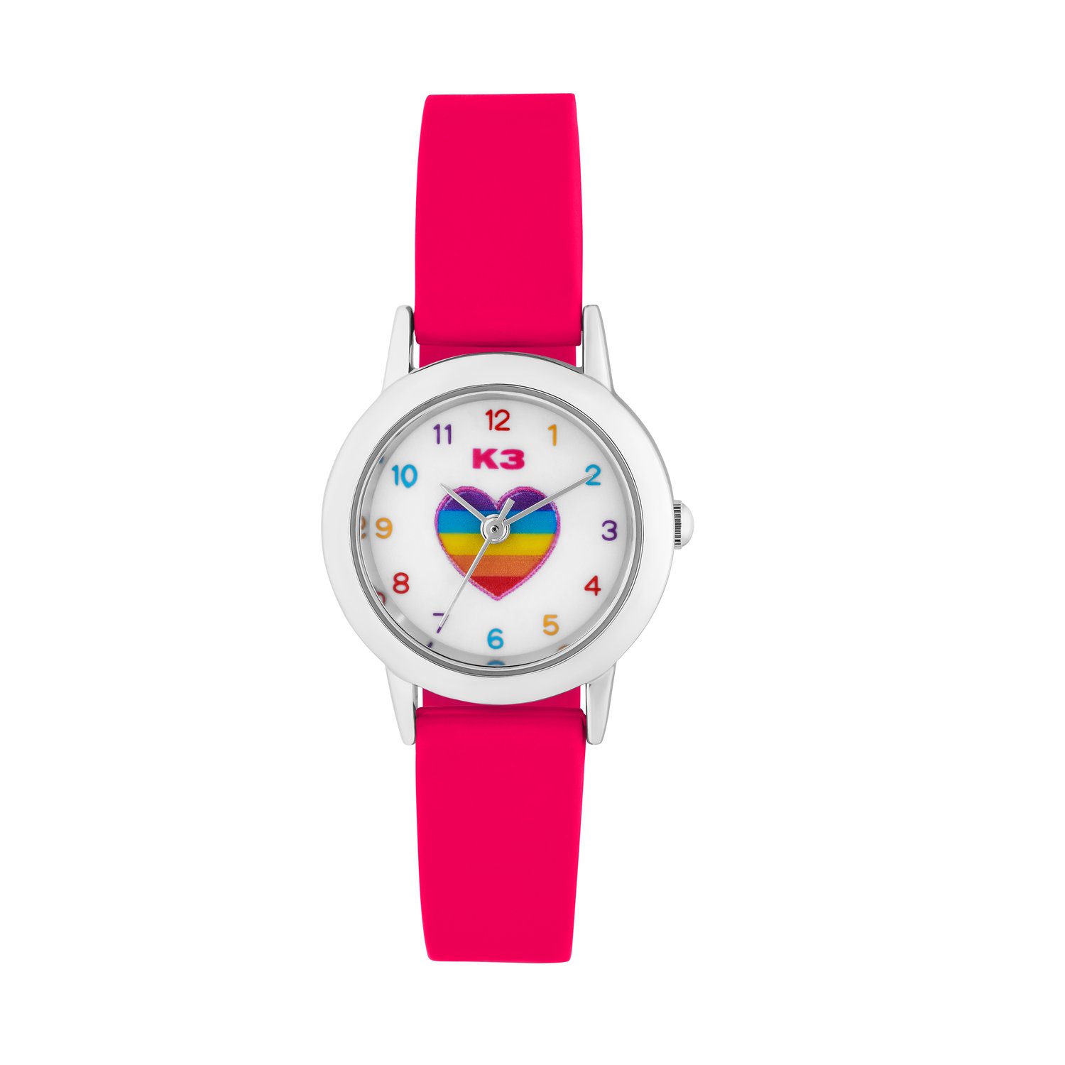 K3 Kinder Horloge Hart Met Rubberen Band Roze