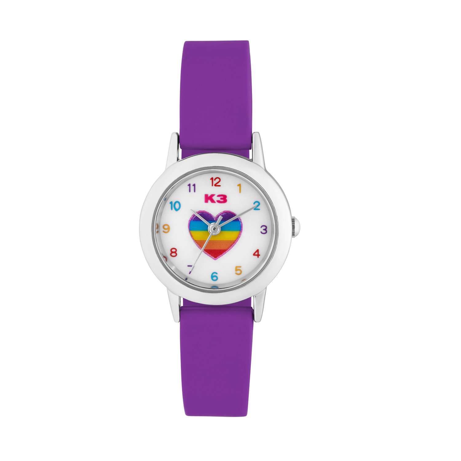 K3 Kinder Horloge Hart Met Rubberen Band Paars