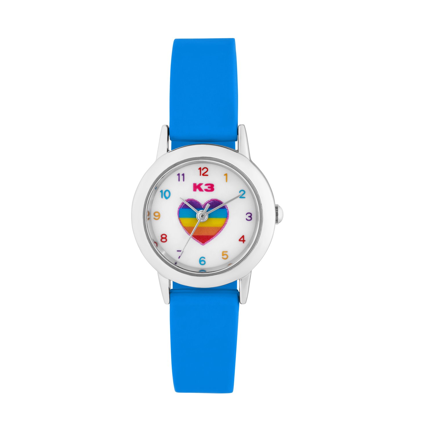 K3 Kinder Horloge Hart Met Rubberen Band Blauw