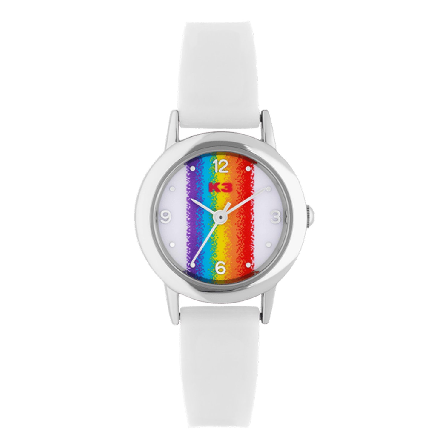 K3 Kinder Horloge Regenboog Met Rubberen Band Wit