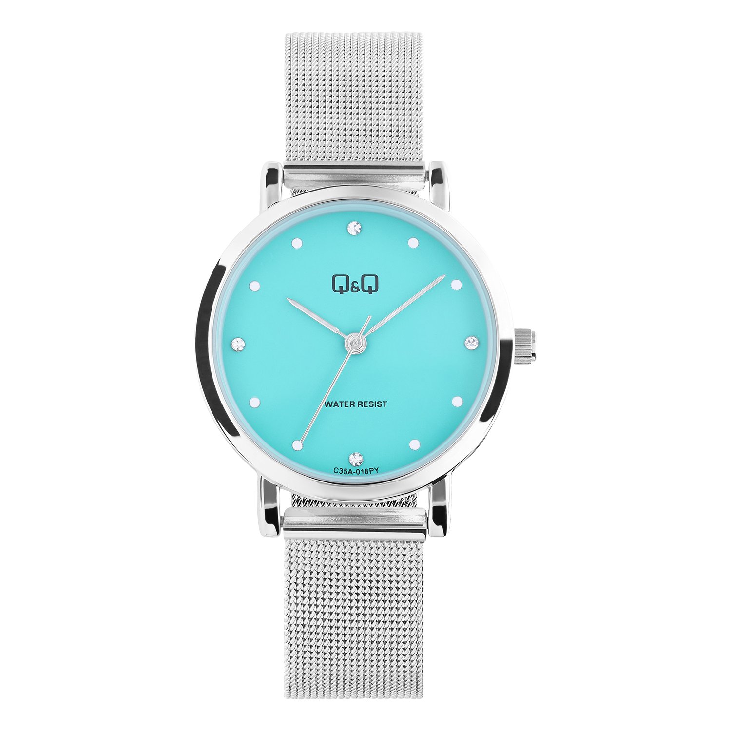 QQ dameshorloge met meshband Turquoise