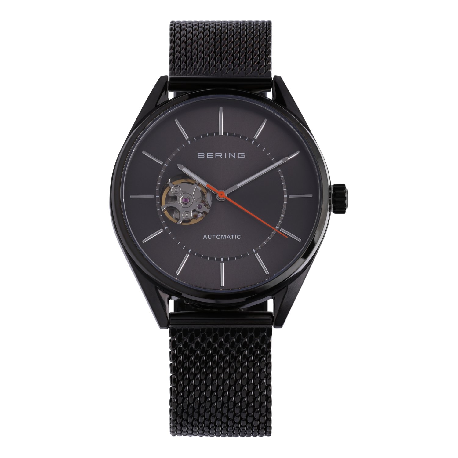 Bering horloge met mesh band grijs 16743-377